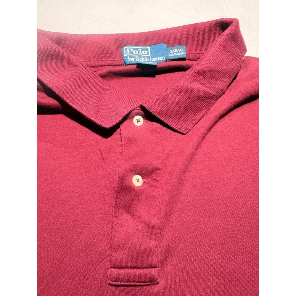 Polo Ralph Lauren Mens Maroon Burgundy Interlock Cotton Short Sleeve Polo Shirt